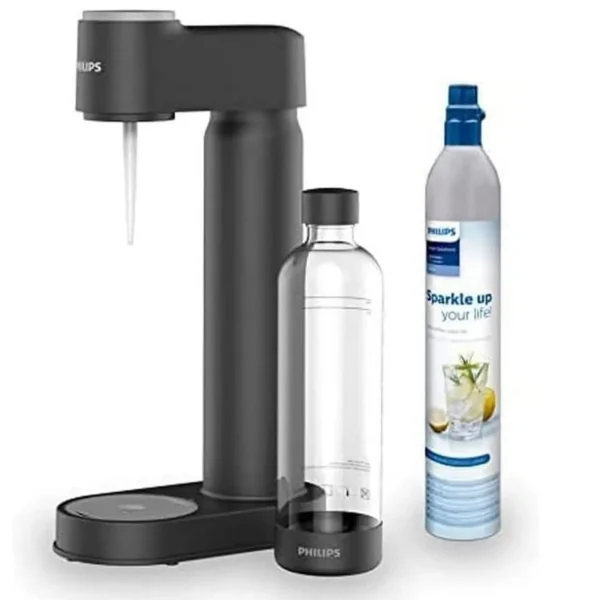 Soda maker lite nero con bottiglia e bombola