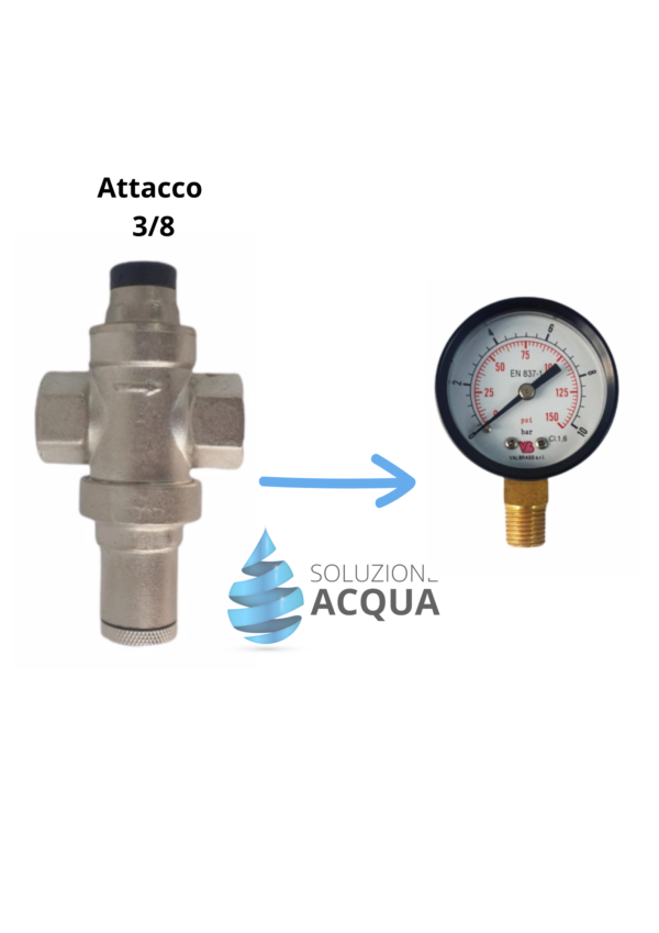 Riduttore di pressione acqua F/F 3/8 con manometro